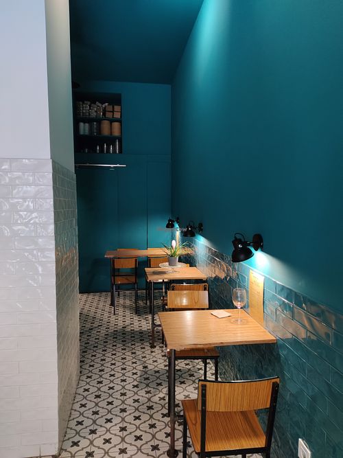 Nice interior at La Camelia Vegan Bar in Bilbao