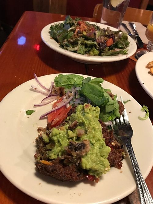 Black bean burger special with beet side salad special at Bear Tooth Theatrepub in Anchorage