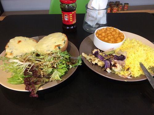 pizza and rice chickpea  at Natural Plus in Outlying Islands