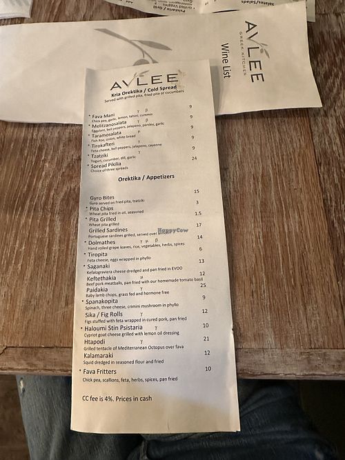 Menu  at Avlee Greek Kitchen in Brooklyn