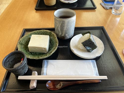 Tofu and tea set  at Peach Valley in Koka