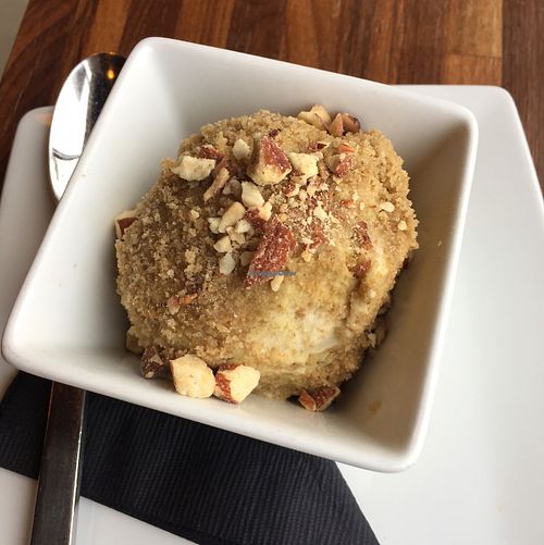 pistachio ice cream made with cashews. very creamy and delicious. at GreenSpace Cafe in Ferndale