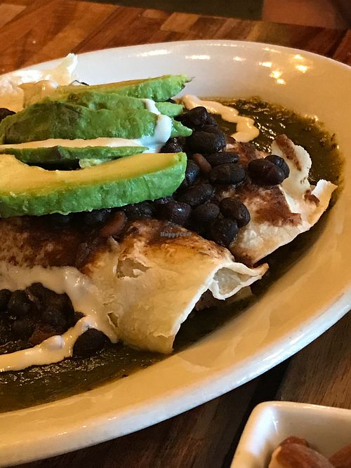 Jackfruit enchiladas  at GreenSpace Cafe in Ferndale