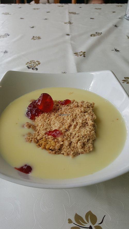 Pineapple crumble and custard at LoveGift Vegan Cafe in South East London