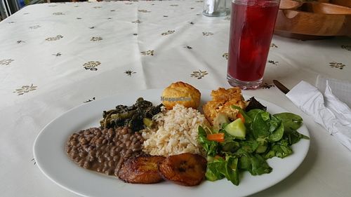 Miced platter and Sorell and Ginger drink at LoveGift Vegan Cafe in South East London