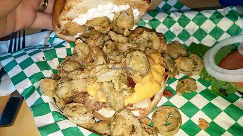 The jalapeno burger. YUM! at Bean Vegan Cuisine in Asheville