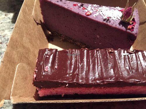 cherry ripe slice and berry cheesecake at Fina's 2 in Fitzroy