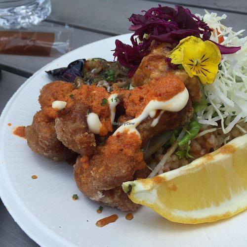 fried soy meat with spicy sauce  at Cori in Tokyo