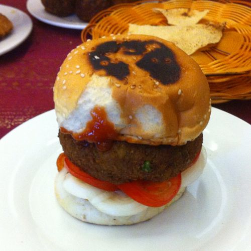 Burger at Besto Restaurant and Mart in Phnom Penh