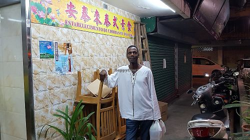In front of On Thai Loi with my take-out order at Thai Vegan 安泰來泰式素食 in Macau