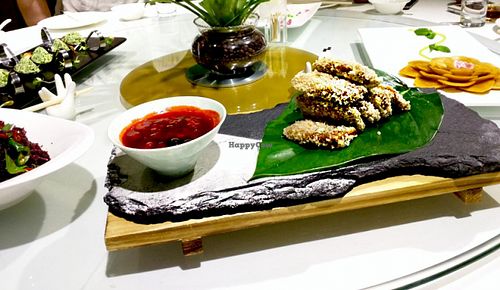 mushroom tempura at Belencre Vegan Restaurant in Beijing