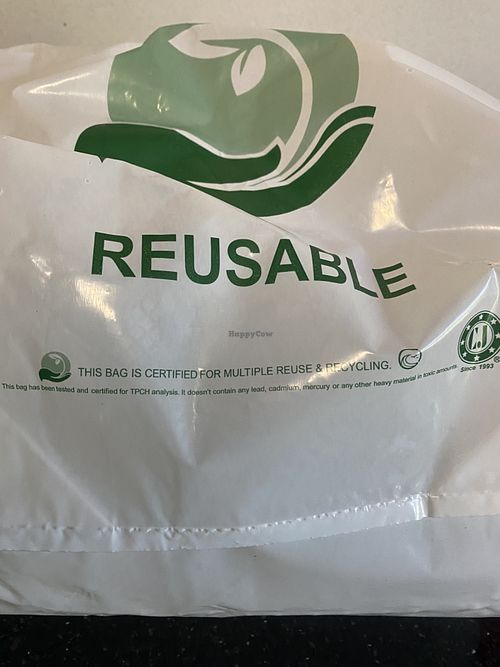 To-Go Packaging Bag (it is reusable which is a plus)  at Veggie Lee in Hayward