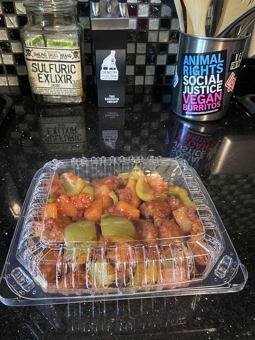 Vegan Chicken with Sweet and Sour Sauce  at Veggie Lee in Hayward