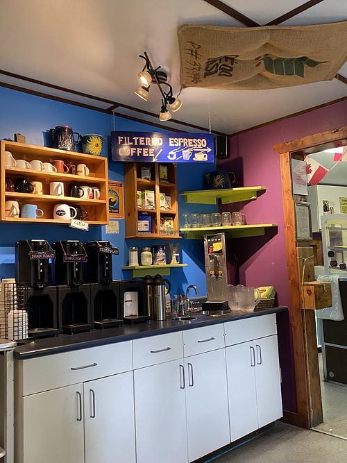 Hot bar  at Village Bakery and Deli in Haines Junction