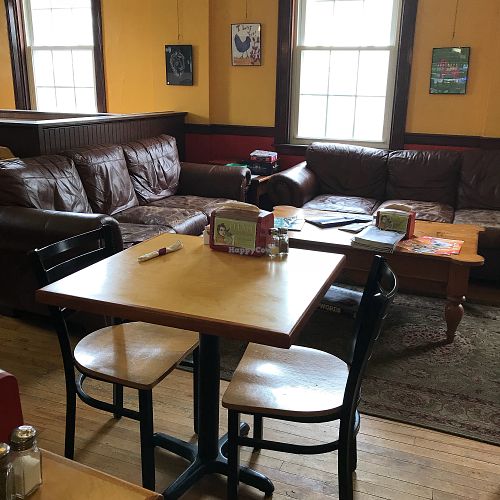 Seating at Flexit Cafe and Bakery in Ellsworth