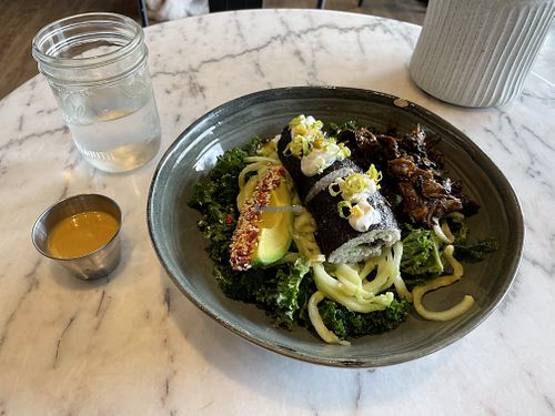 Mushroom sushi bowl  at Raw Co. Juicery and Food in Escazu