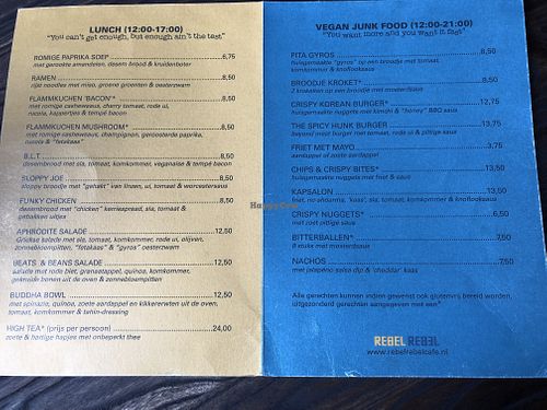 Menu June 2022  at Rebel Rebel in Dordrecht