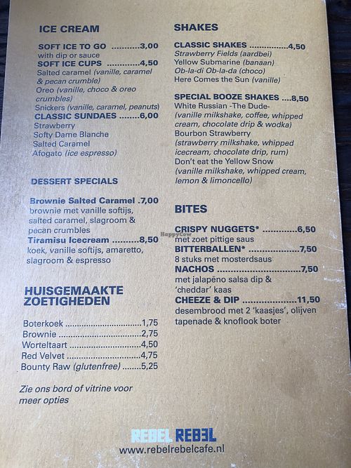 Menu June 2022  at Rebel Rebel in Dordrecht