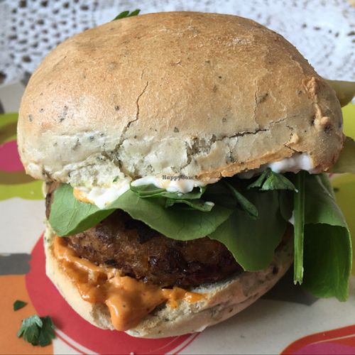 Vegan burger @ Kolebka Natury (Hala 3) at BioBazar in Warsaw