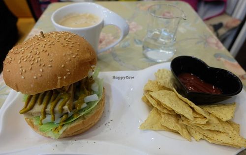 Burger from Green Pool Loving Hut in Xindian at Loving Hut 愛家 - Xindian in New Taipei City