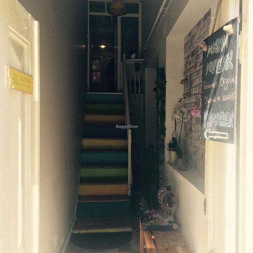 Masum Mutfak:  Rainbow stairs lead you from the street to the 3rd floor from which you can watch with leisure the busy goings-on in picturesque Kuzguncuk. at Masum Mutfak in Istanbul