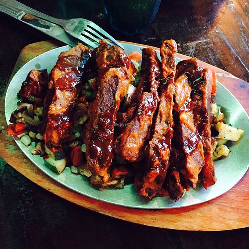 Seitan and veggies (as part of the a fajita dinner) at Mexican Radio in Schenectady