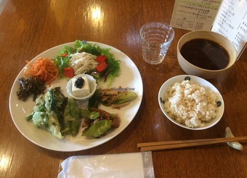 vegetable vegan lunch plate at Sora Iro Maga Tama in Nagoya