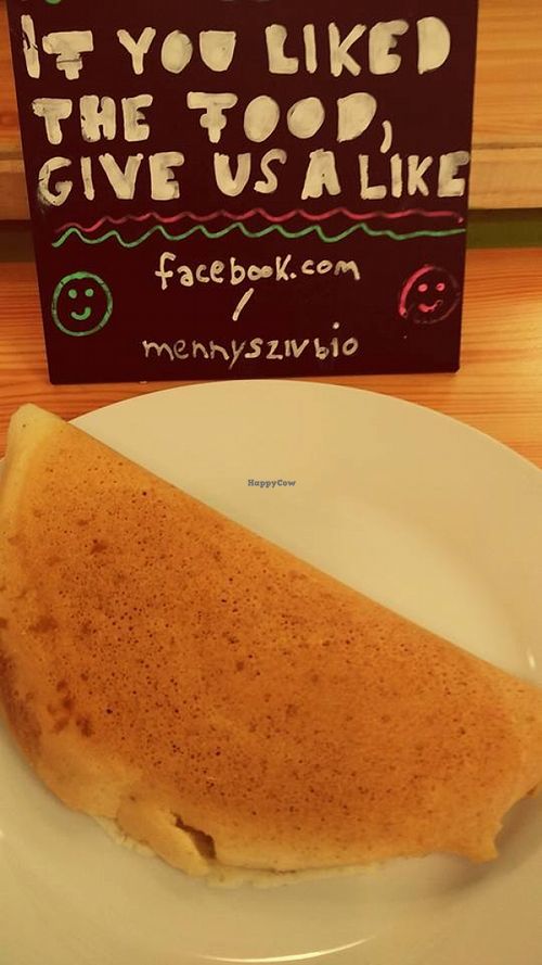 Vegan peanut and corn pancake at Mennyorszag Szive in Budapest
