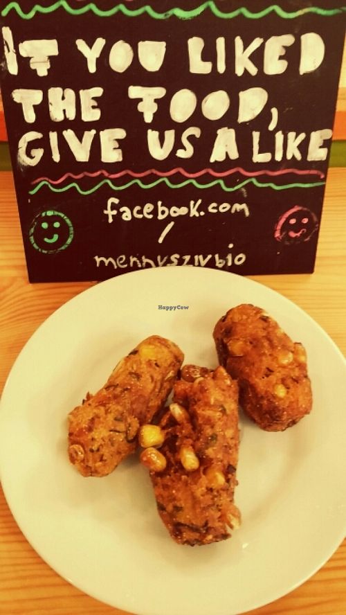 croquet of zucchini and corn at Mennyorszag Szive in Budapest