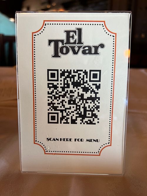 Digital menu   at El Tovar & The Side Room in Grand Canyon Village