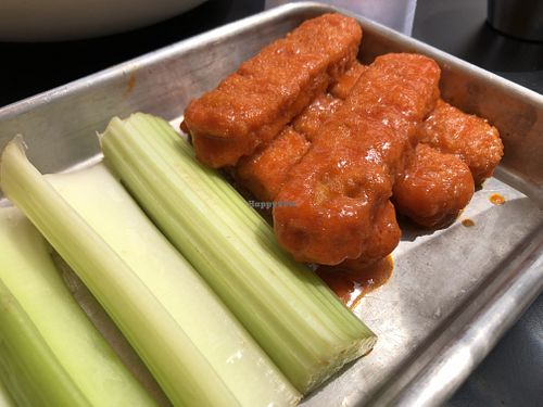 Bbq wings with buffalo sauce on   at Veggie Grill by Next Level - Westgate Shopping Center in San Jose