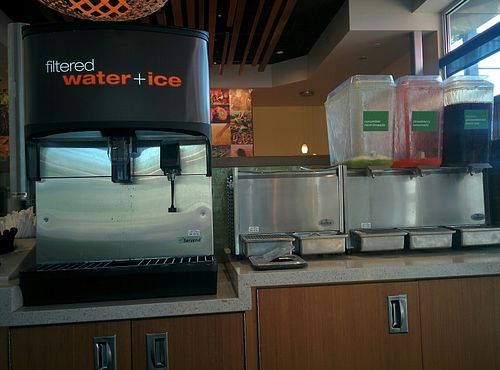 fountain drink area at Veggie Grill by Next Level - Westgate Shopping Center in San Jose