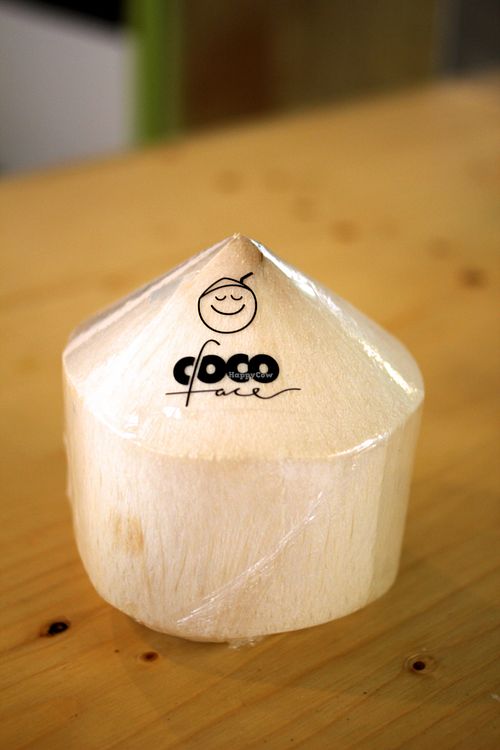 Fresh young coconuts, you can get these with a straw and a spoon to eat the coconut flesh at Wild Thyme Wholefoods in Portsmouth