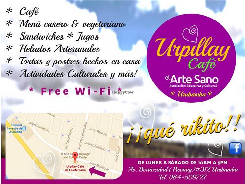 our flyer at Urpillay Cafe de El Arte Sano in Urubamba