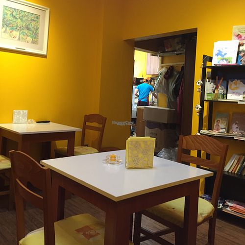 indoor seating  at Loving Hut in Sofia