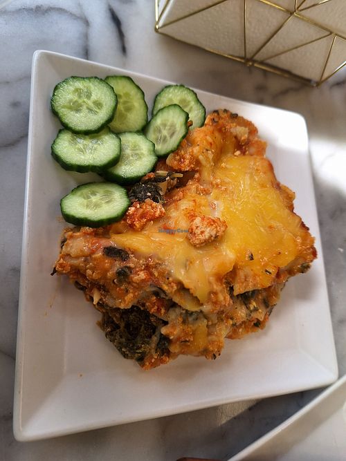 Lasagne at Loving Hut in Sofia