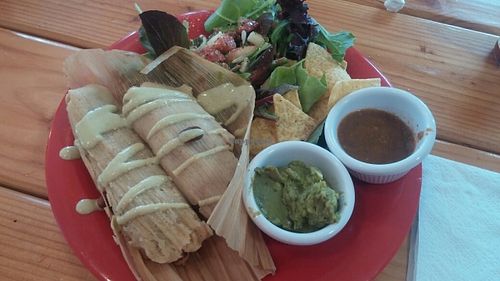 daily special vegan jackfruit tamales  at La Vida Veggie in Beaverton