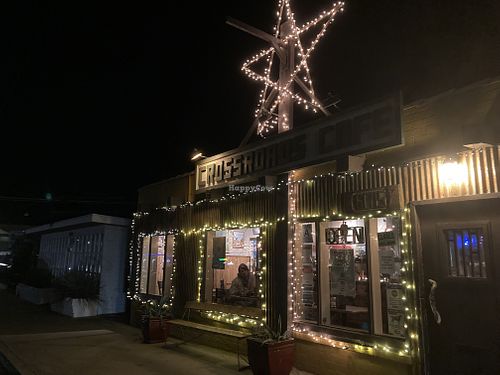 Xmas lights! at Crossroads Cafe in Joshua Tree