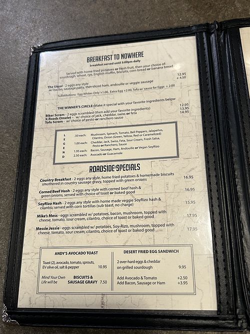 Menú #3  at Crossroads Cafe in Joshua Tree