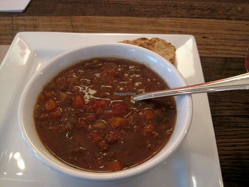 Soup of the day : lentil soup. It was good. at Venosa Cafe in Montreal