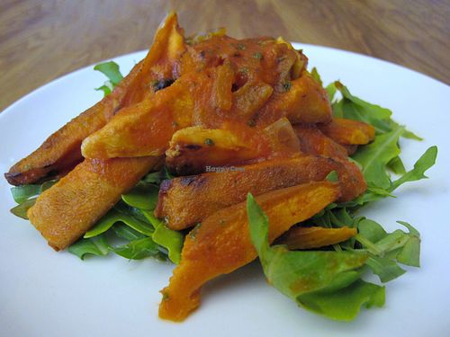 a mushroom named “Chicken of the woods” (Schwefelporling)  at Cafe Barbucha in Berlin