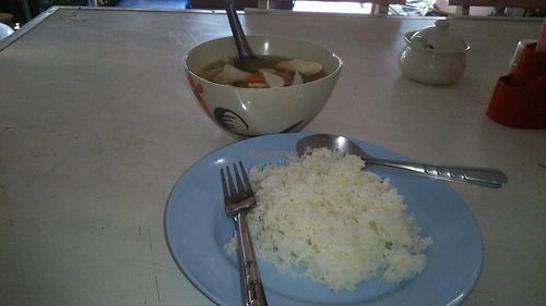 Soup with rice at Tai Food in Chiang Rai