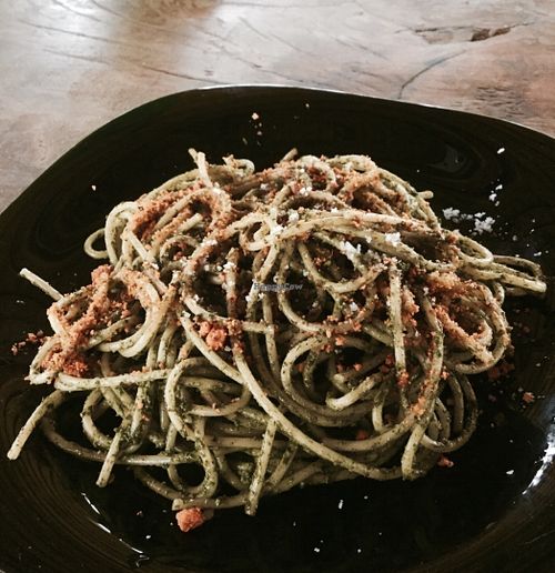 Pesto pasta (vegan) at Deva in Kampot