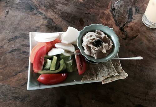 Baba gannoush and veggies (vegan) at Deva in Kampot