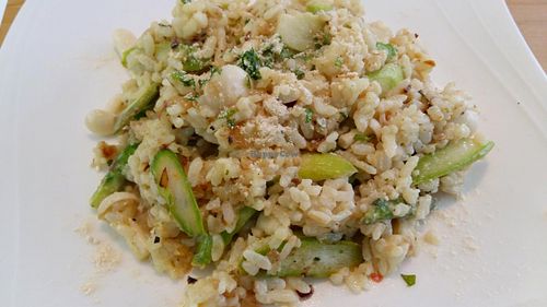 Special of the day: risotto with green asparagus. at Loving Hut in Amsterdam