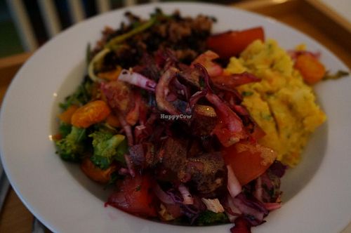 Plate of the day (vegan version). at Fee Nature - faubourg Poissonniere in Paris