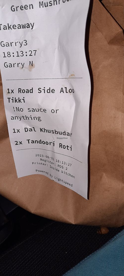 My bill at Green Mushroom in Newtown