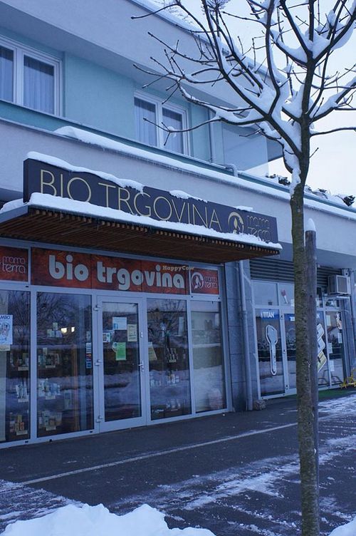 Mama Terra from outside during winter at Mama Terra in Kamnik