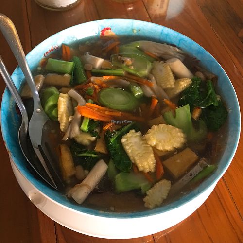 Radna: filling thick gravy veg noodle soup! at Kanjira in Chiang Rai