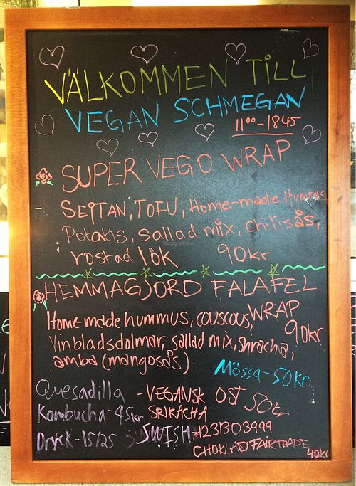 Menu at Schmegan - Food Truck in Stockholm